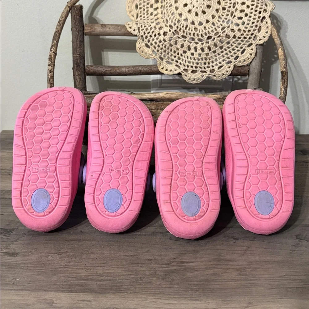 PRE OWNED Toddler Pink & Purple Clogs 150 MM CONVERTS TYPICALLY TO 7.5-8